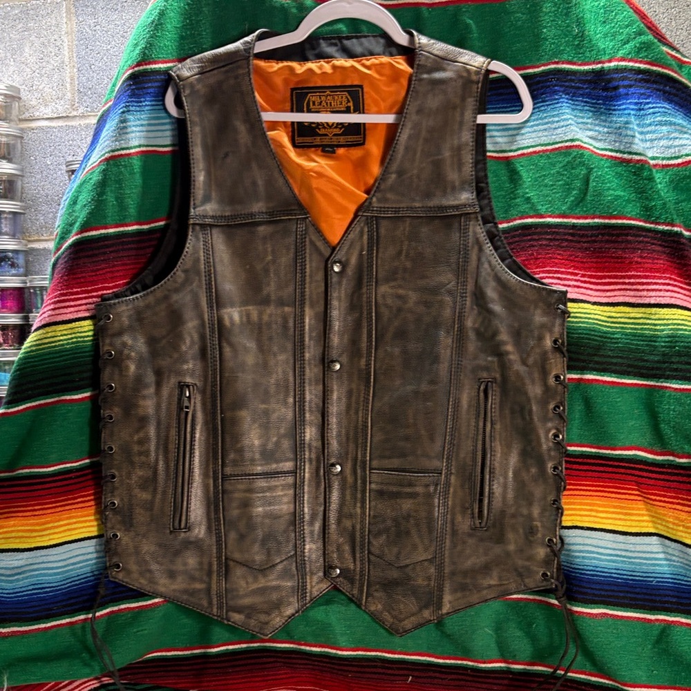 Brown Leather Concealed Carry Vest for Men